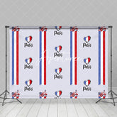 Aperturee - Floral French Flag Stripe Heart Bastille Day Backdrop